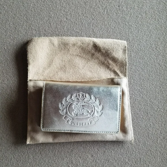 NWT! Sale! Saville Burberry Crest Embossed Smooth Leather Gold Metallic Wallet - Picture 10 of 16